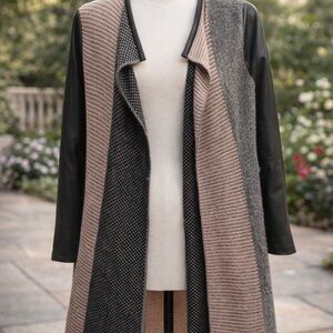 Elegant Women's Striped Long Coat